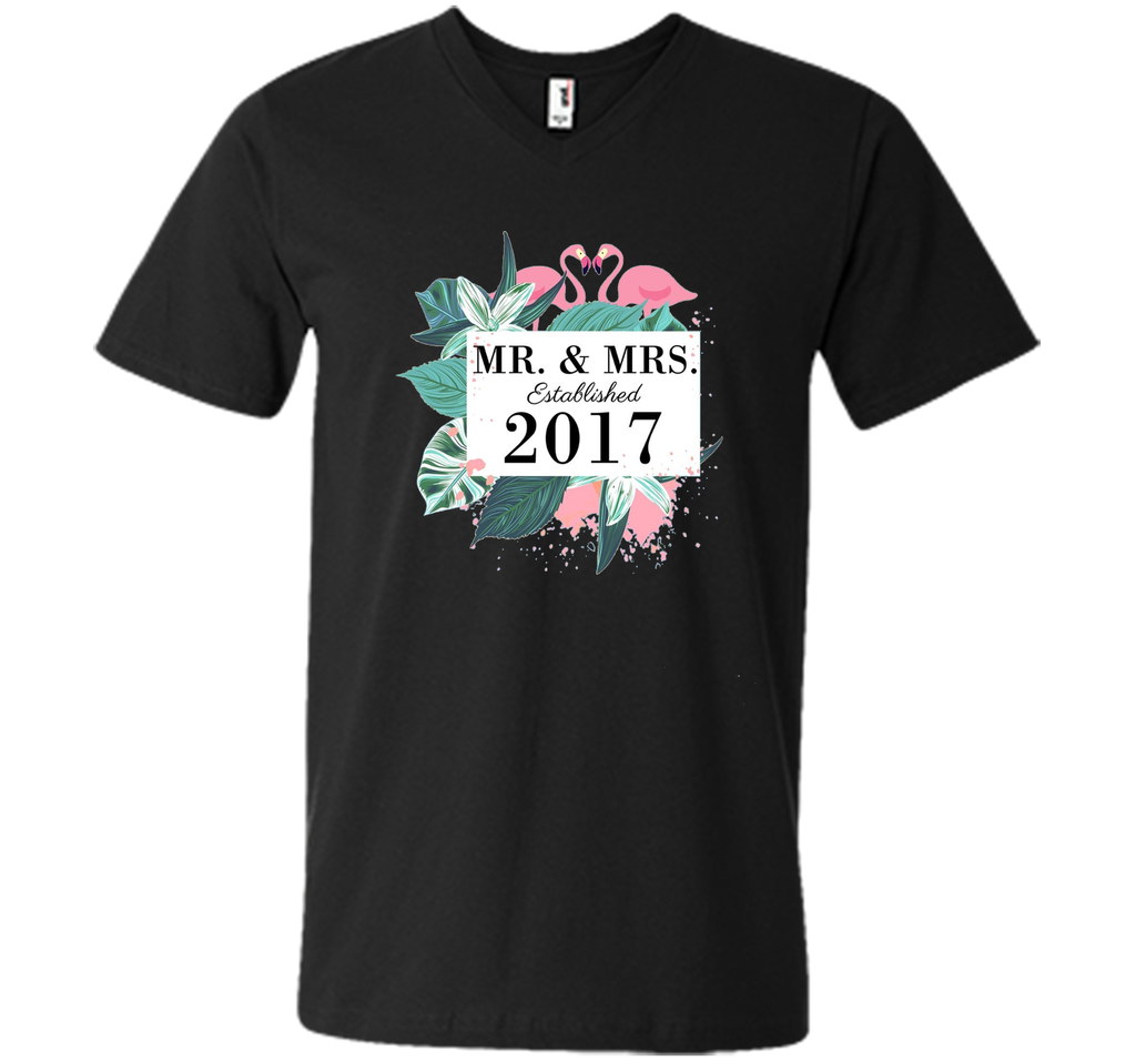 Mr.& Mrs. est.2017 Anniversary T-Shirt for Flamingo lovers