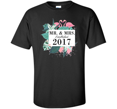 Mr.& Mrs. est.2017 Anniversary T-Shirt for Flamingo lovers