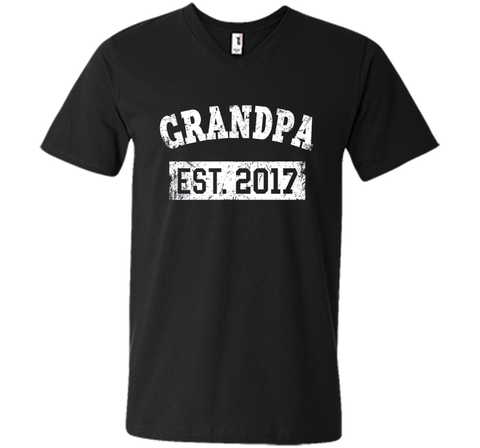 Mens Grandpa Est. 2017 Shirt: New Baby Established Gift T-Shirt