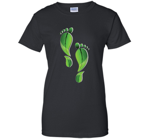Green Leaf Foot Prints Environmental T Shirt