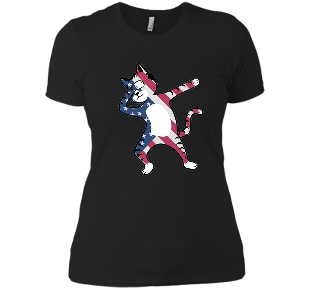 Funny Dabbing Cat American Flag Shirt 4th of July Clothing