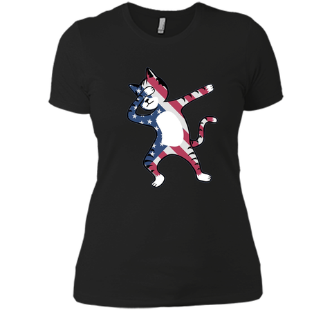 Funny Dabbing Cat American Flag Shirt 4th of July Clothing