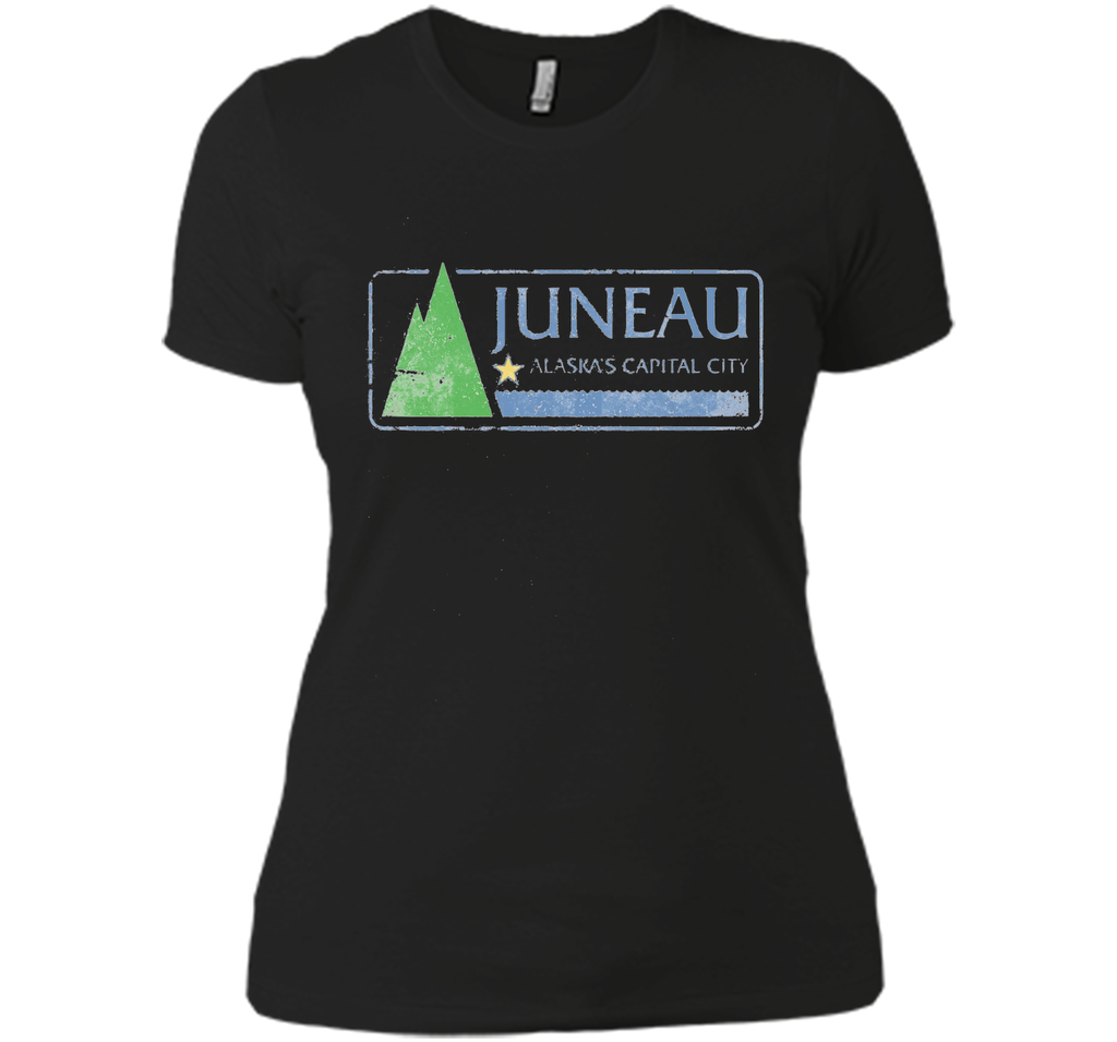 City Flag of Juneau Alaska Travel T Shirt Next Level Ladies Boyfriend T shirt