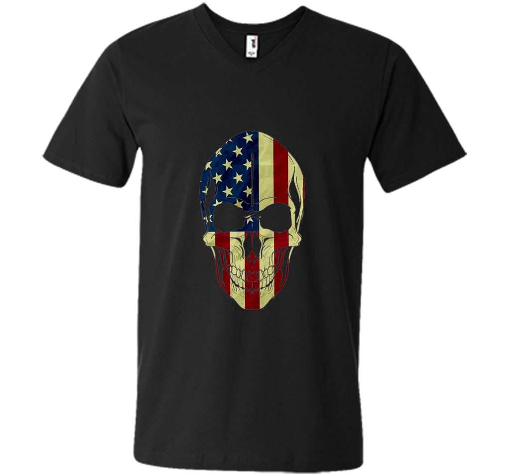 Skull Head Red White And Blue Flag Skull - 4TH Of July Shirt