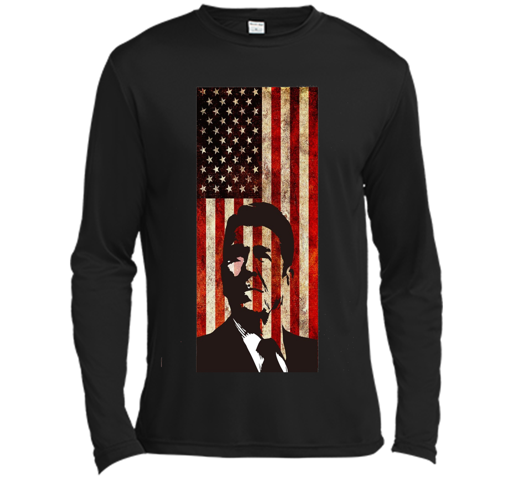 Ronald Reagan T-Shirt American Flag Patriotic Distressed Tee