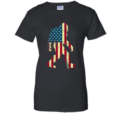 Bigfoot Sasquatch American Flag T-Shirt, Funny 4th of July