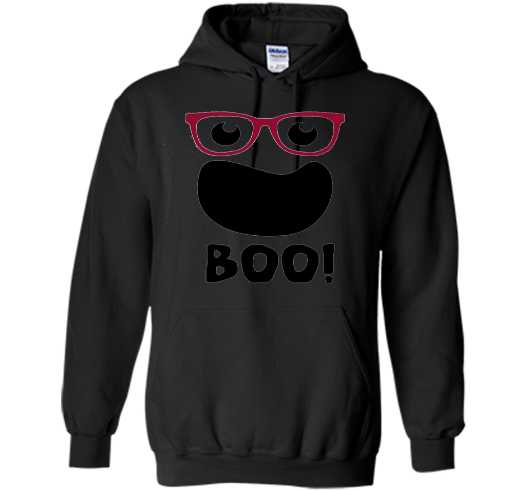Halloween Ghost with Hipster Glasses Pullover Hoodie 8 oz