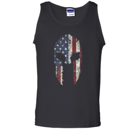 American Spartan Warrior Helmet Patriotic Flag T-Shirt