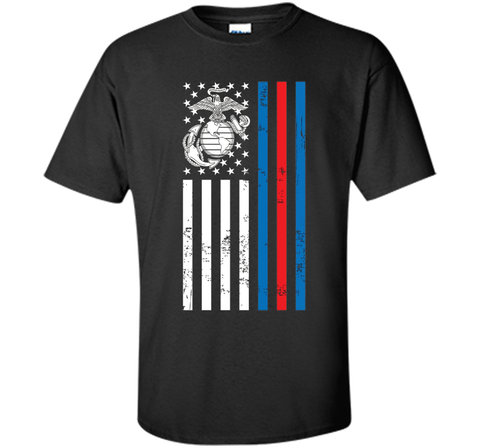 American Flag Blue Red Line Marine T-Shirt