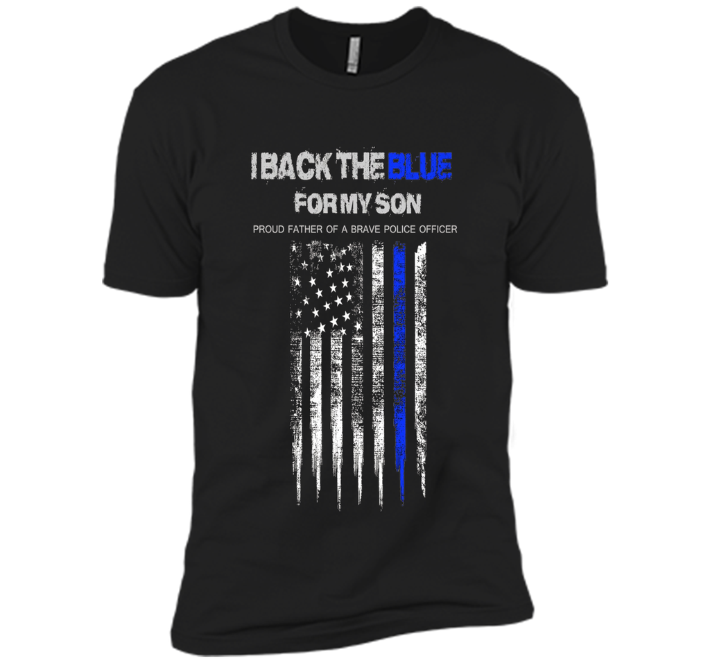 Men's I Back The Blue for My Son thin blue line police dad t-shirt