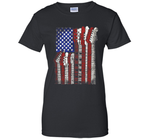 Guitar T Shirt US flag rock playable for men women