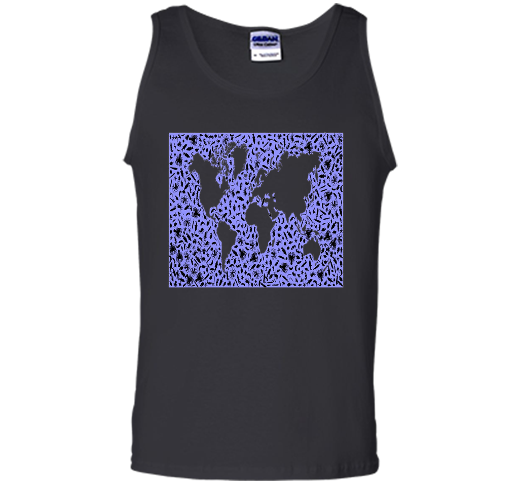 Marine Animals T-Shirt World Map Biology Sea Ocean Fish Tee