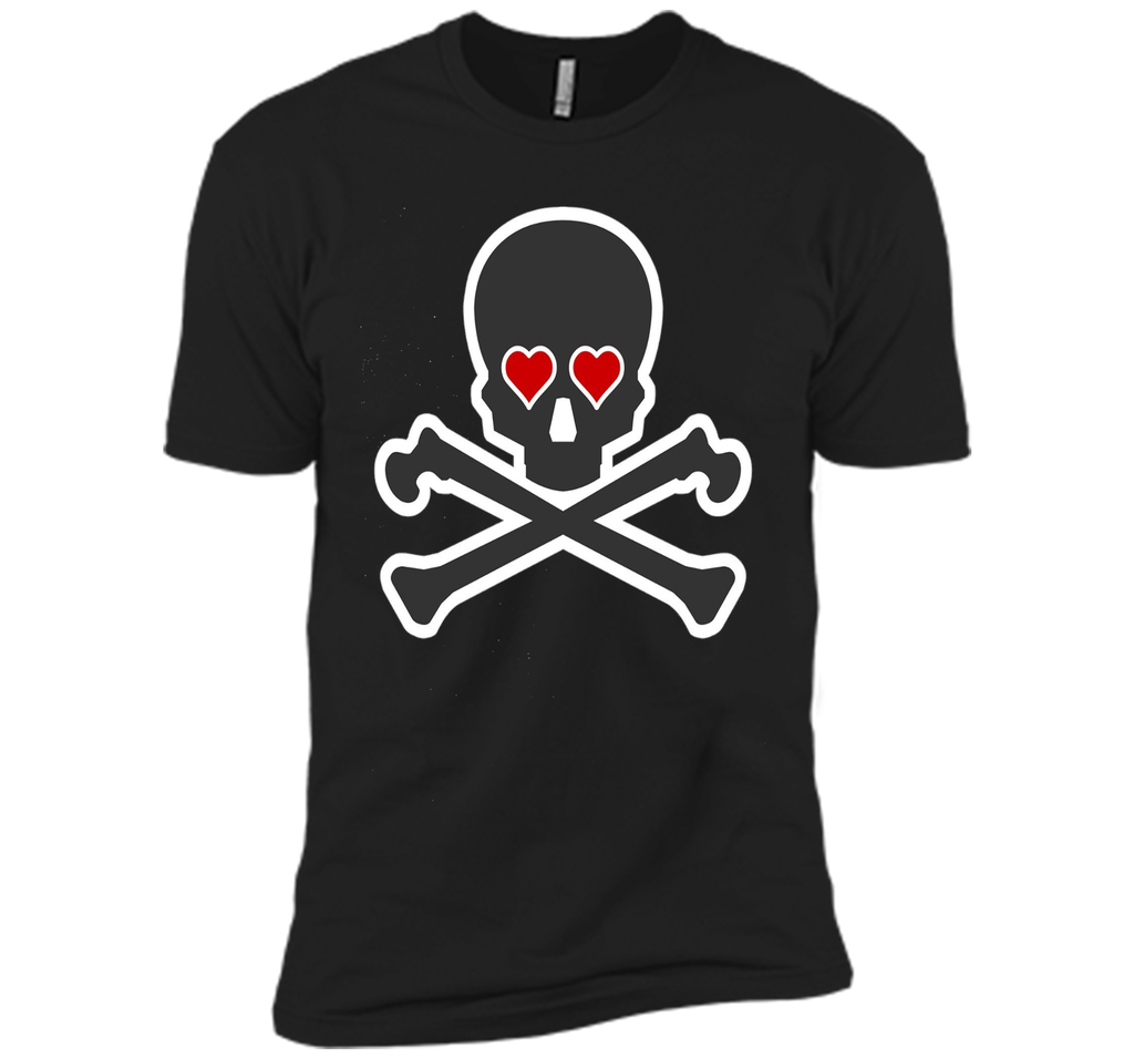 Skull and Crossbones Heart Eyes Shirt Cool Pirate T-Shirt