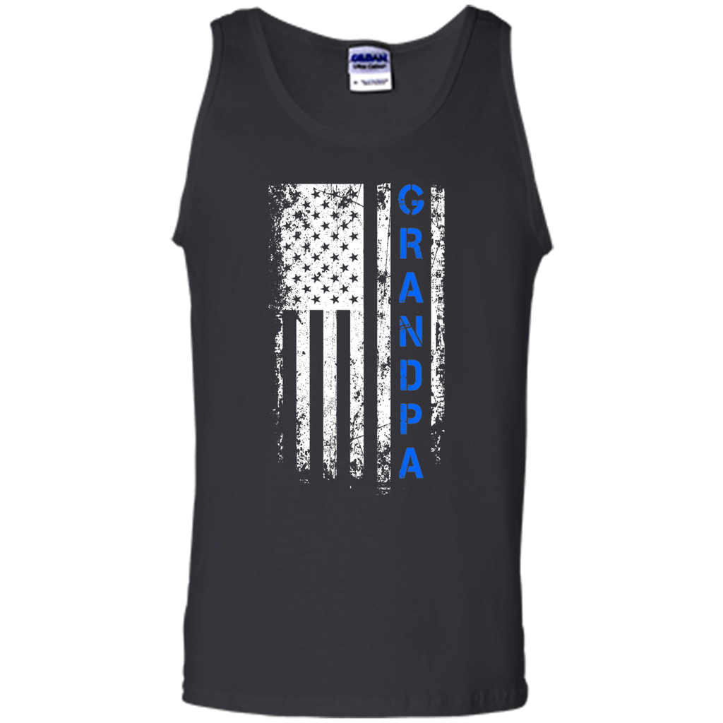 Father's Day Gift American Blue Grandpa flag t-shirt