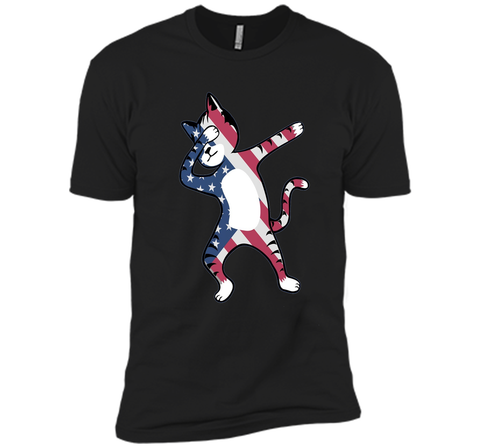 Funny Dabbing Cat American Flag Shirt 4th of July Clothing