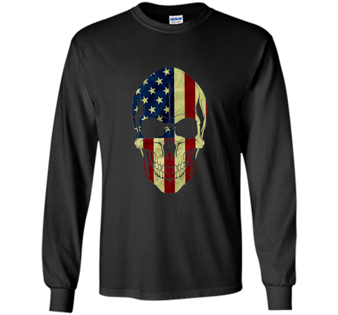 Skull Head Red White And Blue Flag Skull - 4TH Of July Shirt
