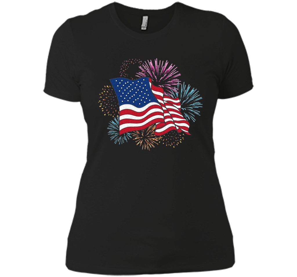 American Flag Patriotic T-Shirt Fireworks