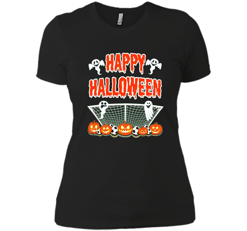 Soccer Halloween Pumpkin Ghost T-Shirt Next Level Ladies Boyfriend Tee