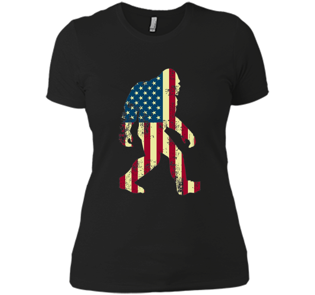 Bigfoot Sasquatch American Flag T-Shirt, Funny 4th of July