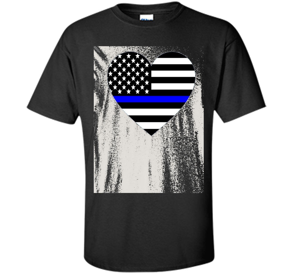 Thin Blue Line Police Support Love Heart T-shirt.