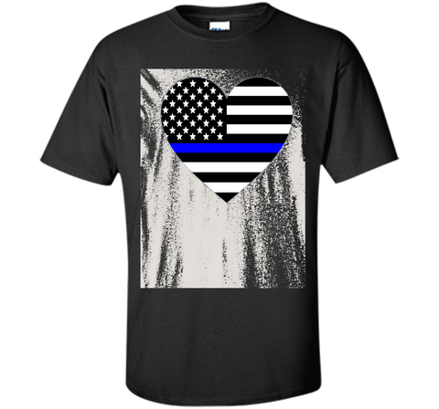 Thin Blue Line Police Support Love Heart T-shirt.