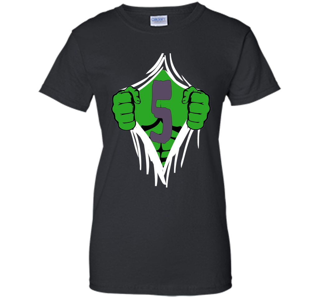 Green Man Chest Superhero Birthday Shirt For 5 Year Old Boys