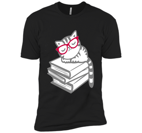 Cat Book Nerd Reader with Glasses Cute Geek Funny T-Shirt