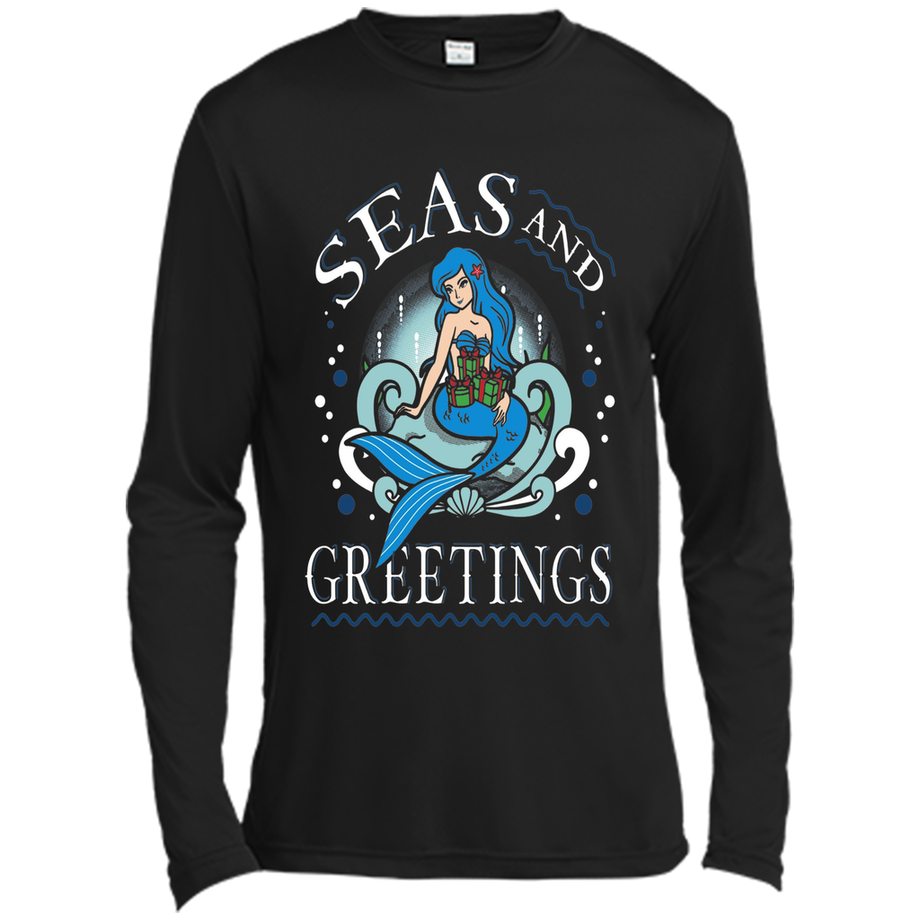 Pretty Mermaid Christmas T-shirt Seas And Greetings Fun