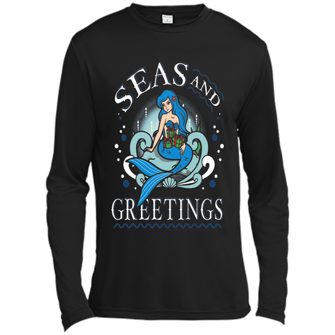 Pretty Mermaid Christmas T-shirt Seas And Greetings Fun