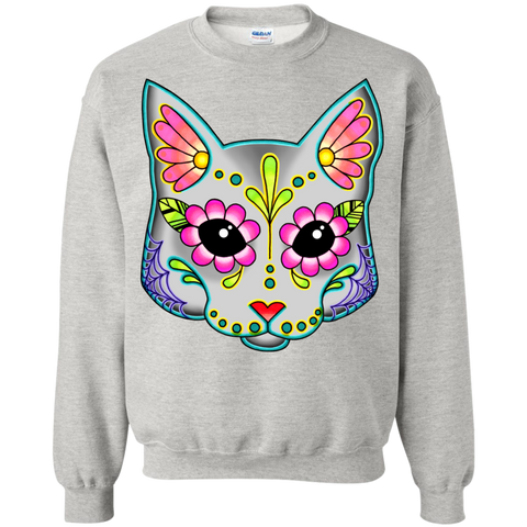 cat in grey - day of the dead sugar skull kitty sweatshirt T-Shirt