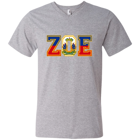 Haitian Zoe T-Shirt - Haitian pride for haitian flag day 982 Anvil Men's Printed V-Neck T-Shirt