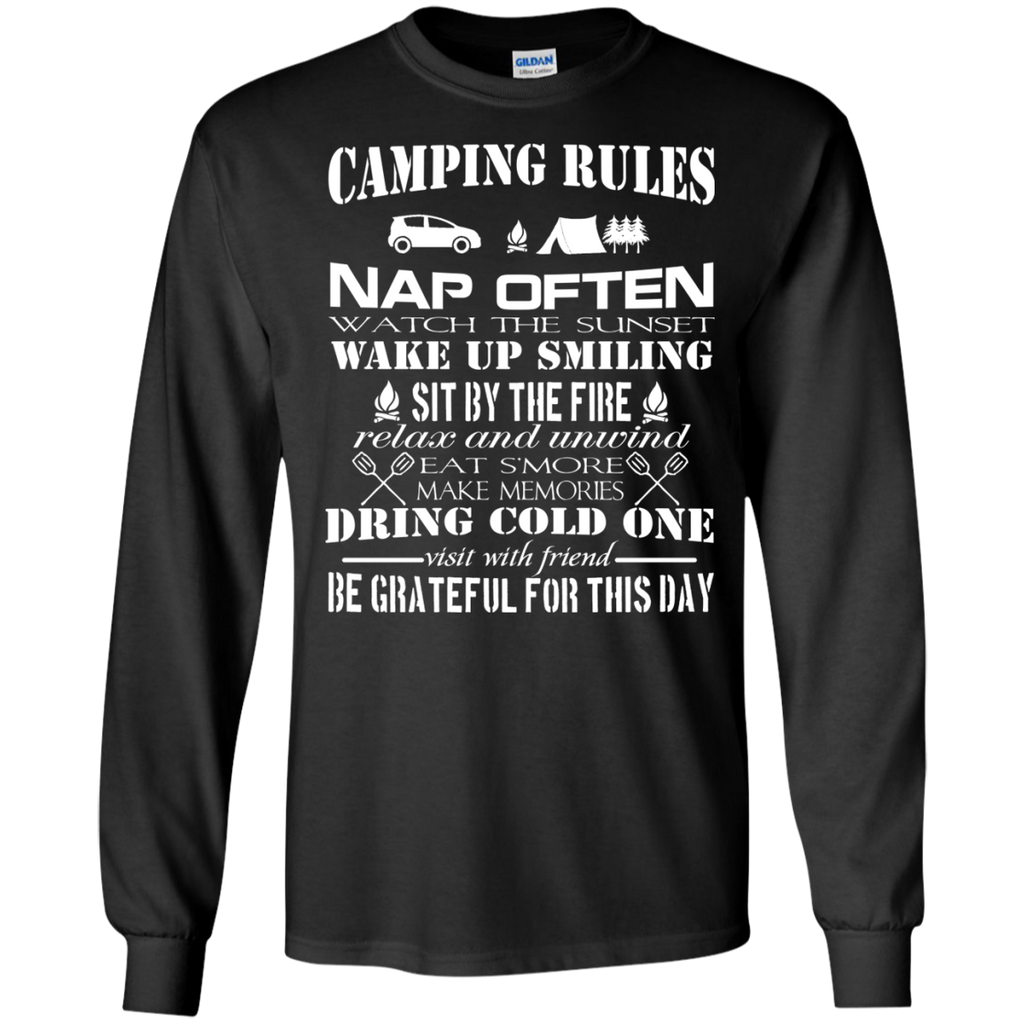 camping rules wake up smiling nap often relax T-Shirt