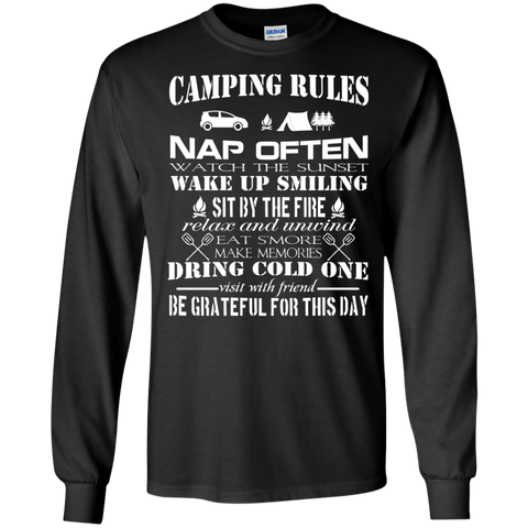 camping rules wake up smiling nap often relax T-Shirt