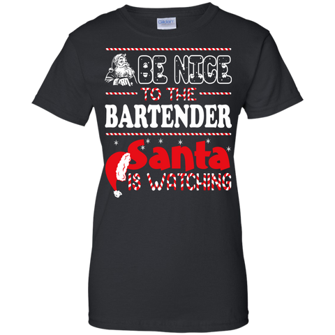 be nice to the bartender santa is watching - christmas T-Shirt