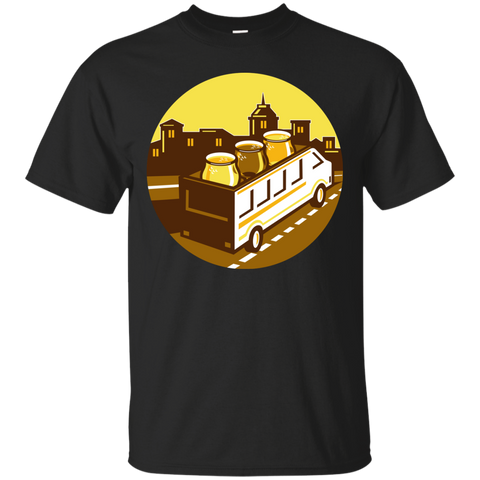 beer flight glass on van cityscape circle retro T-Shirt