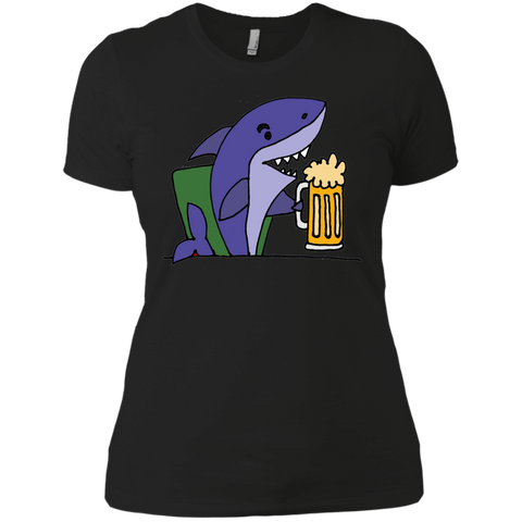 funny cool shark drinking glass of beer T-Shirt