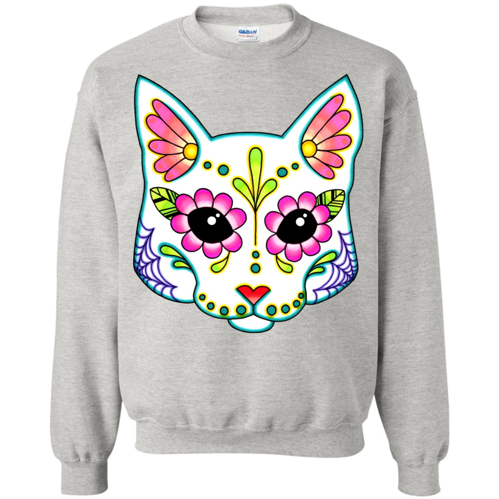 cat in white - day of the dead sugar skull kitty sweatshirt T-Shirt