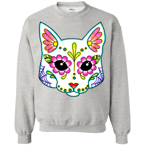 cat in white - day of the dead sugar skull kitty sweatshirt T-Shirt