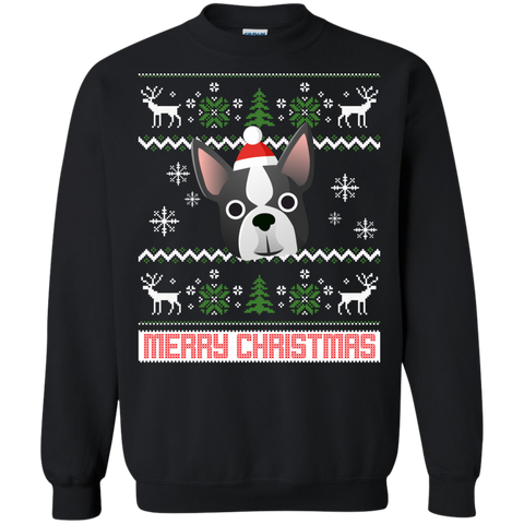 boston terrier santa snow christmas T-Shirt