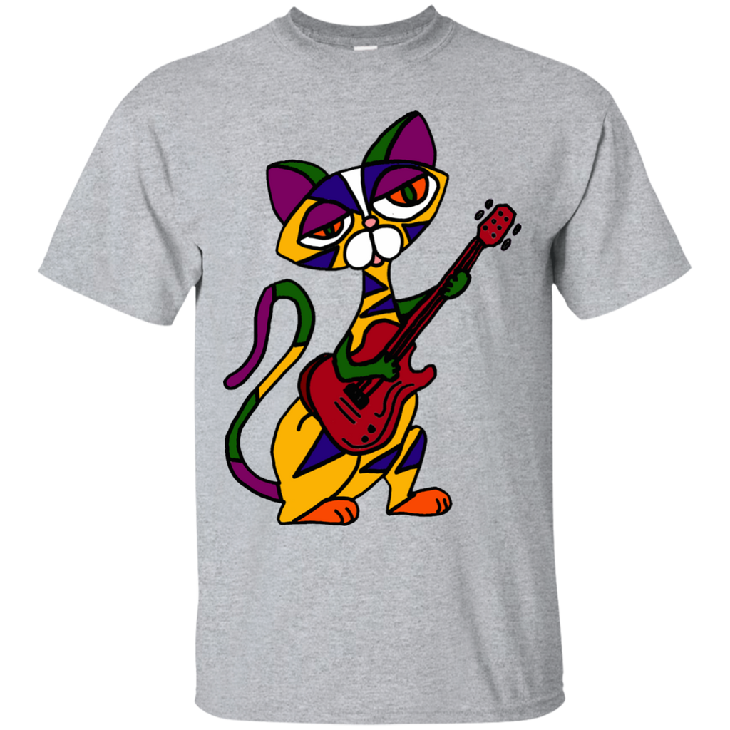 funny funky colorful cool cat playing electric guitar sweatshirt T-Shirt