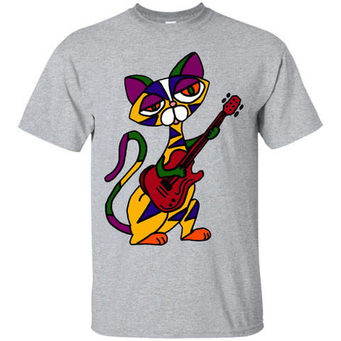 funny funky colorful cool cat playing electric guitar sweatshirt T-Shirt