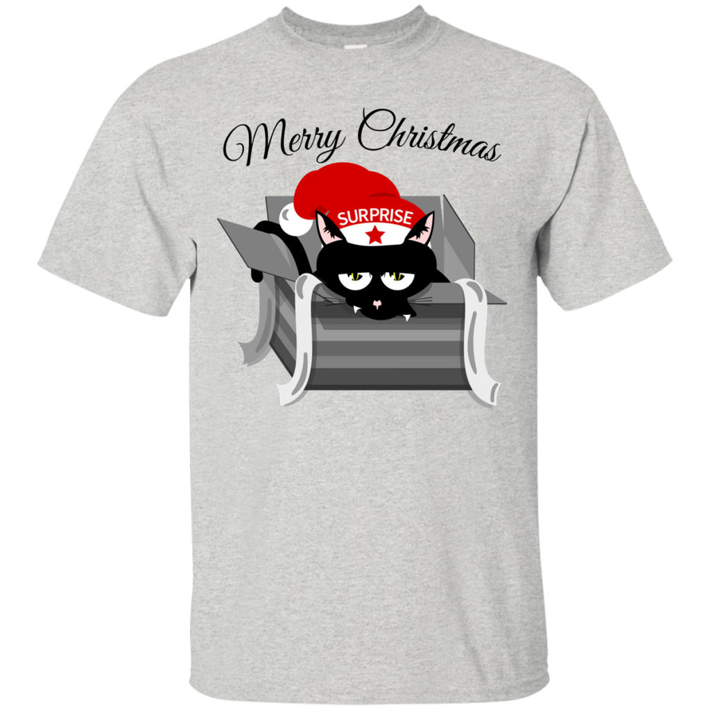 cat in a christmas box  funny T-Shirt