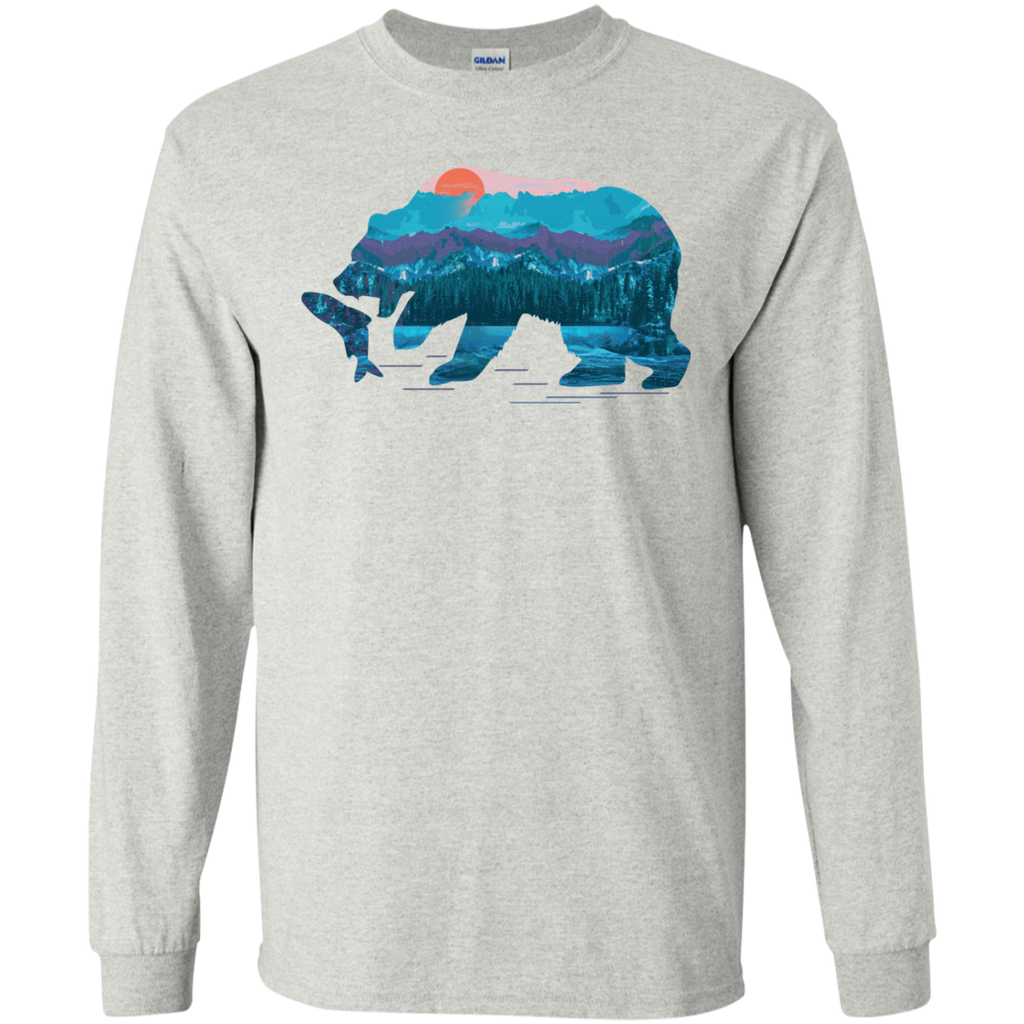 fishing bear down the mountain lake T-Shirt