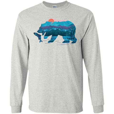 fishing bear down the mountain lake T-Shirt