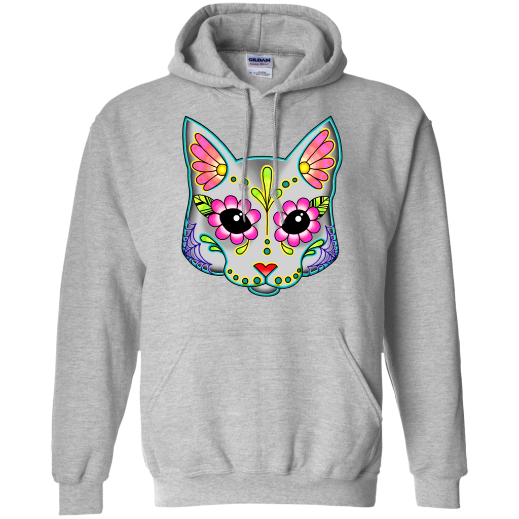 cat in grey - day of the dead sugar skull kitty sweatshirt T-Shirt