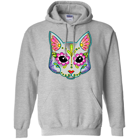 cat in grey - day of the dead sugar skull kitty sweatshirt T-Shirt
