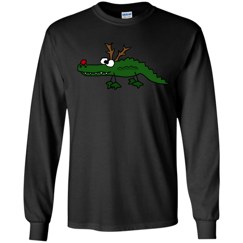 cool funny christmas alligator with antlers holiday sweater T-Shirt