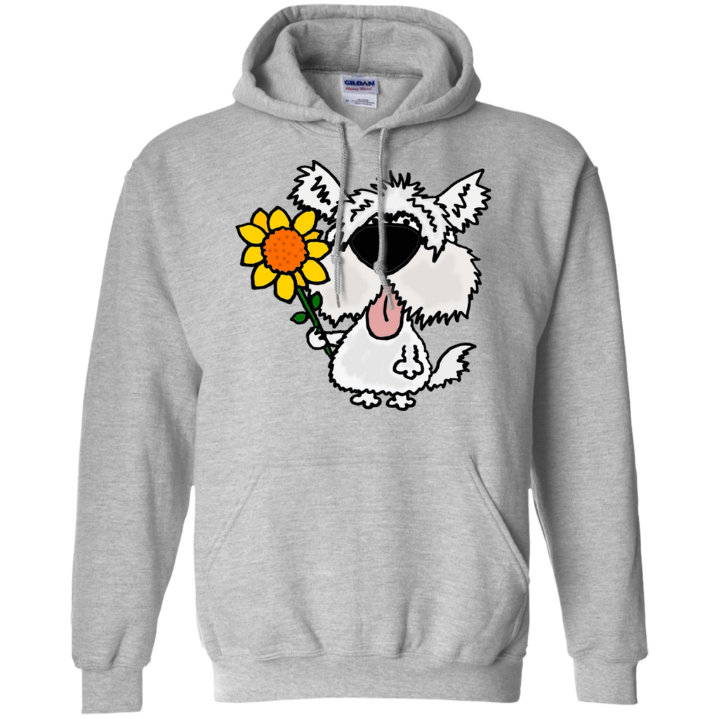 cool funny white furry dog holding sunflower T-Shirt
