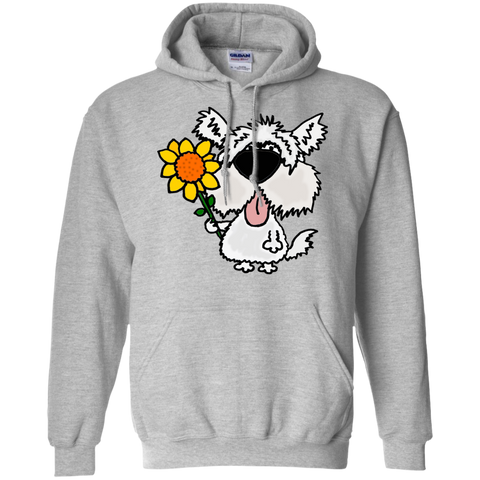 cool funny white furry dog holding sunflower T-Shirt
