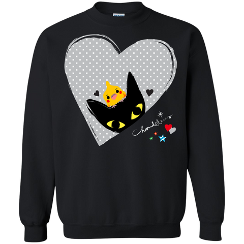 black cat,cockatiel,hearts  t- T-Shirt